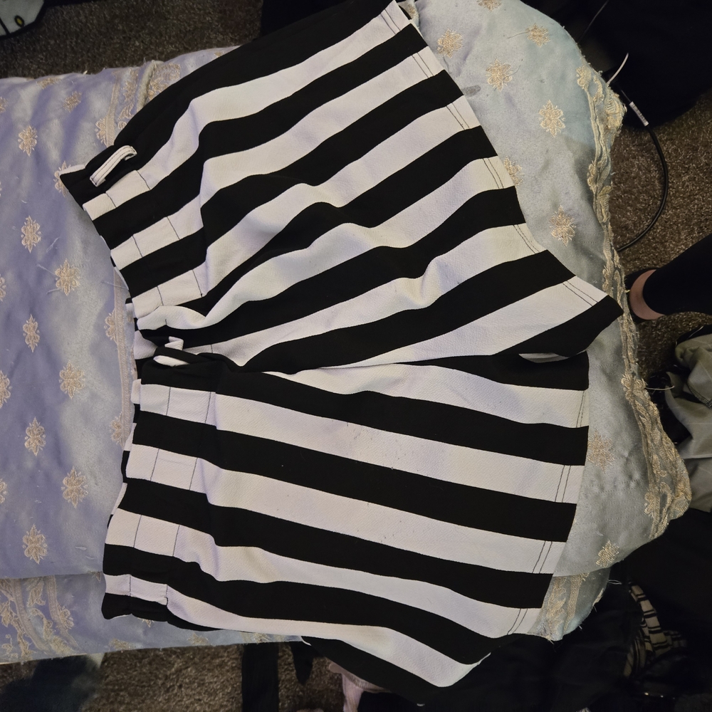 Black and White Striped Shorts